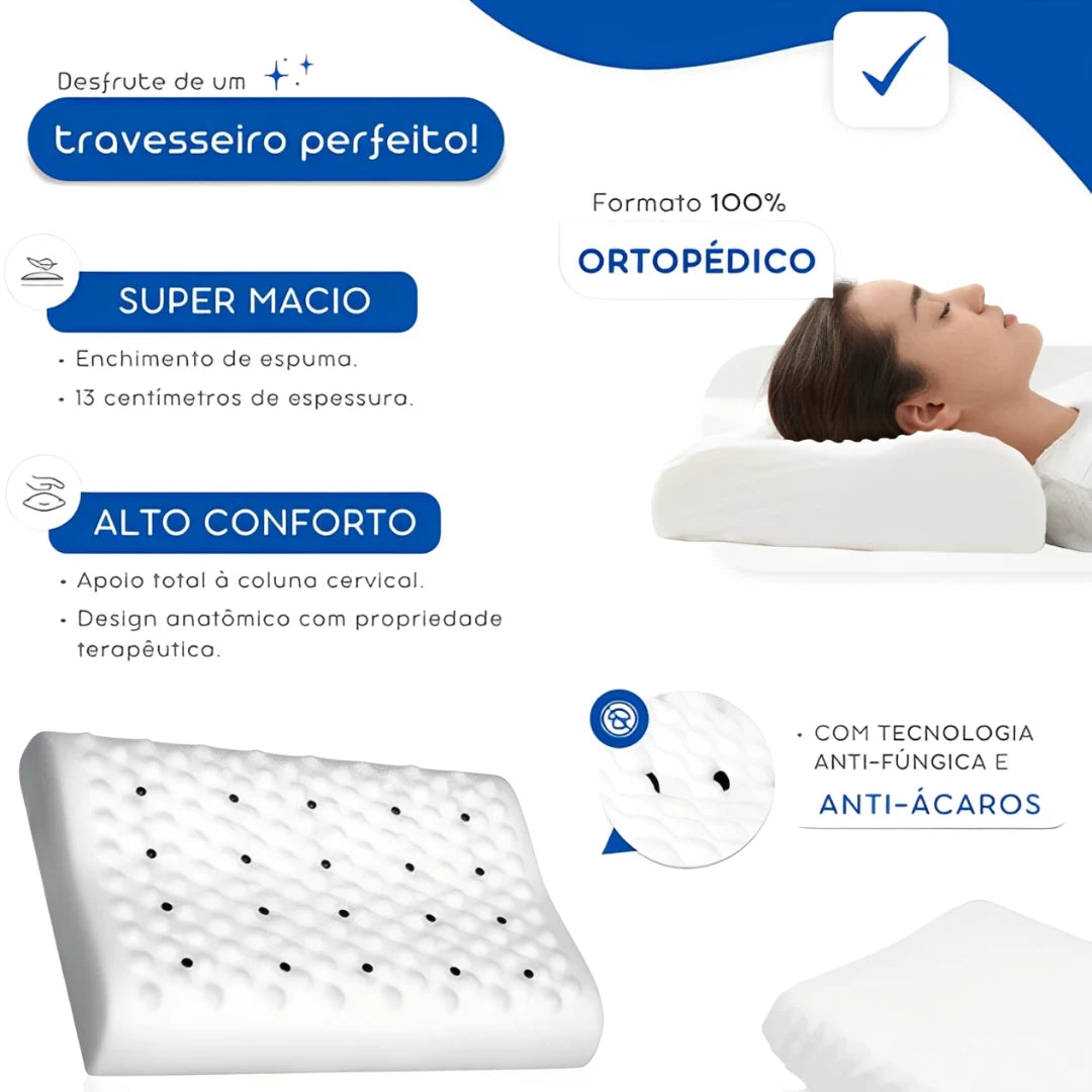 Travesseiro Ortopédico Cervical Magnético Soft Premium