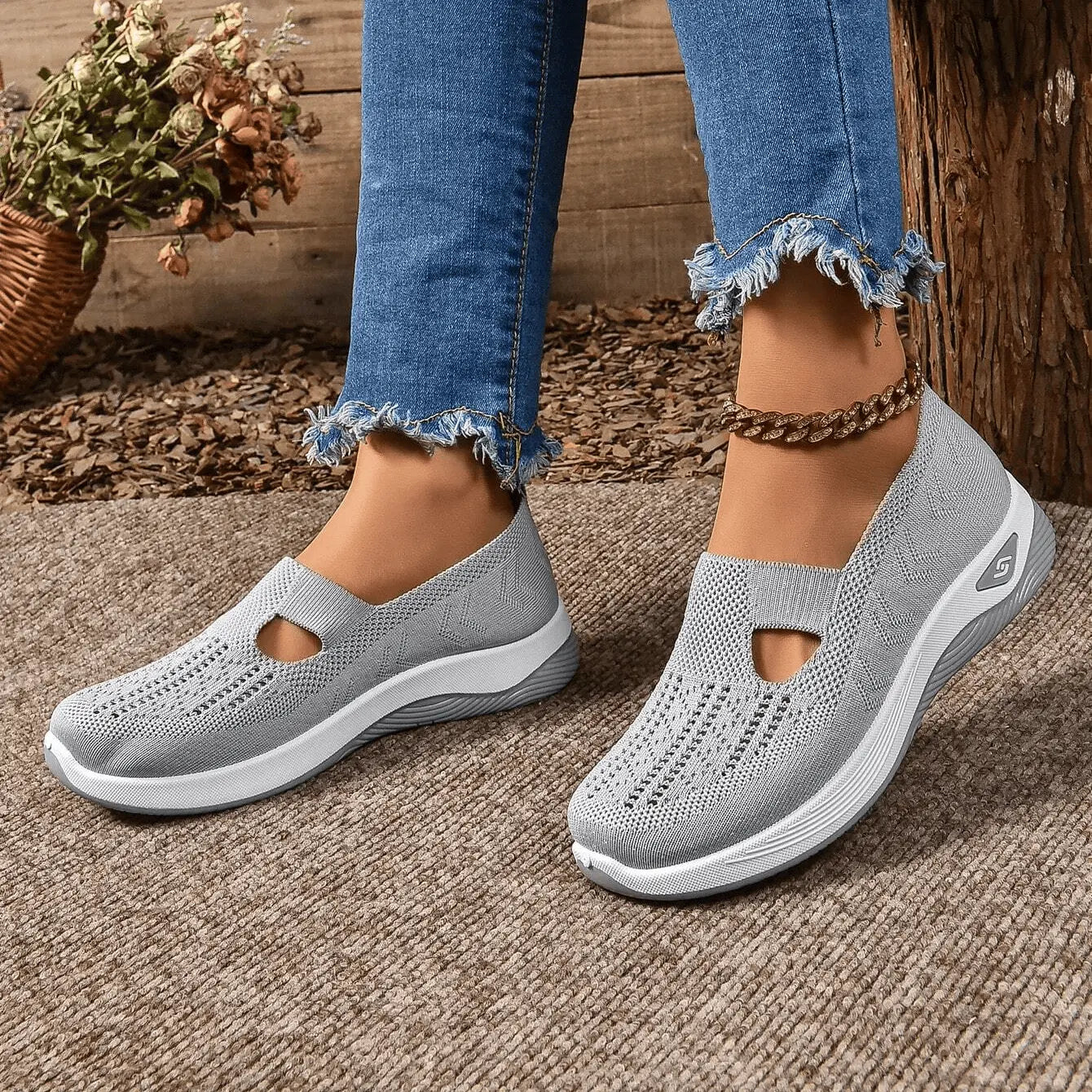 Tênis Ortopédico Feminino Confort Plus Cinza