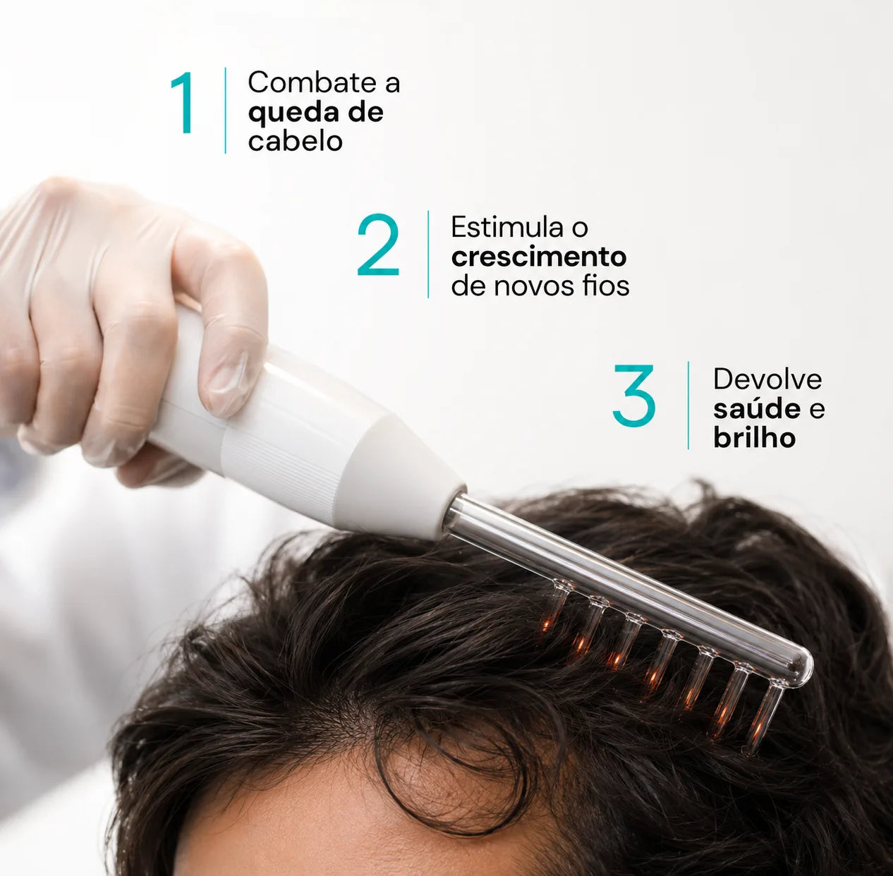 DermaHair™ Aparelho de Alta Frequência Profissional para Tratamento Capilar e Facial com 4 Eletrodos