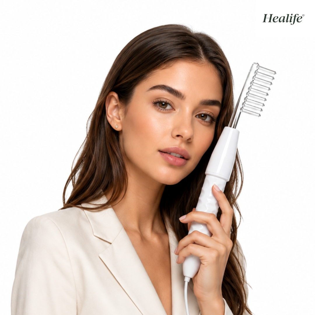 DermaHair™ Aparelho de Alta Frequência Profissional para Tratamento Capilar e Facial com 4 Eletrodos