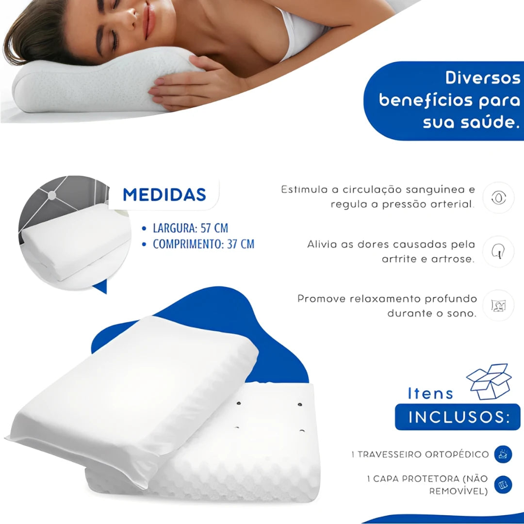 Travesseiro Ortopédico Cervical Magnético Soft Premium