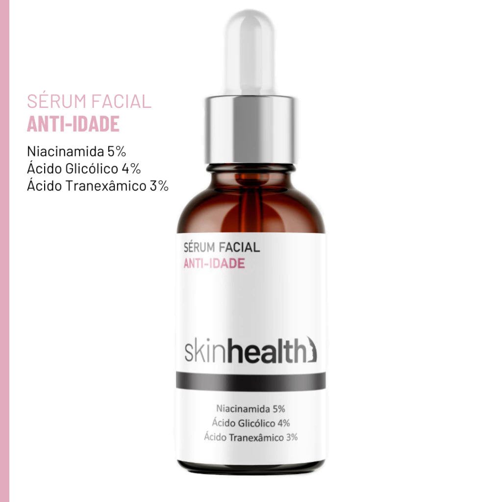 Sérum Facial Anti-idade Niacinamida 5% + Ácido Glicólico 4% + Ácido Tranexâmico 3% Skinhealth 30ml