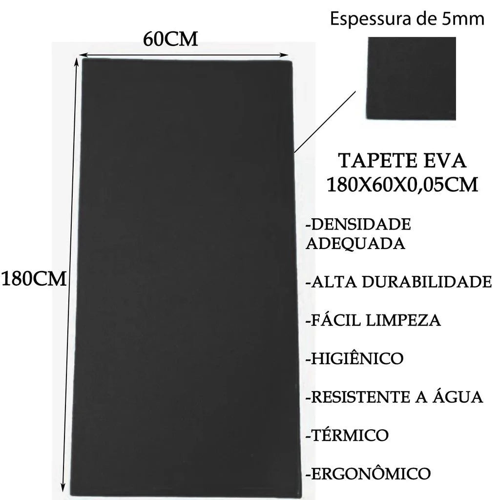 Tapete Para Pilates e Yoga 180 Cm X 60 Cm X 5mm