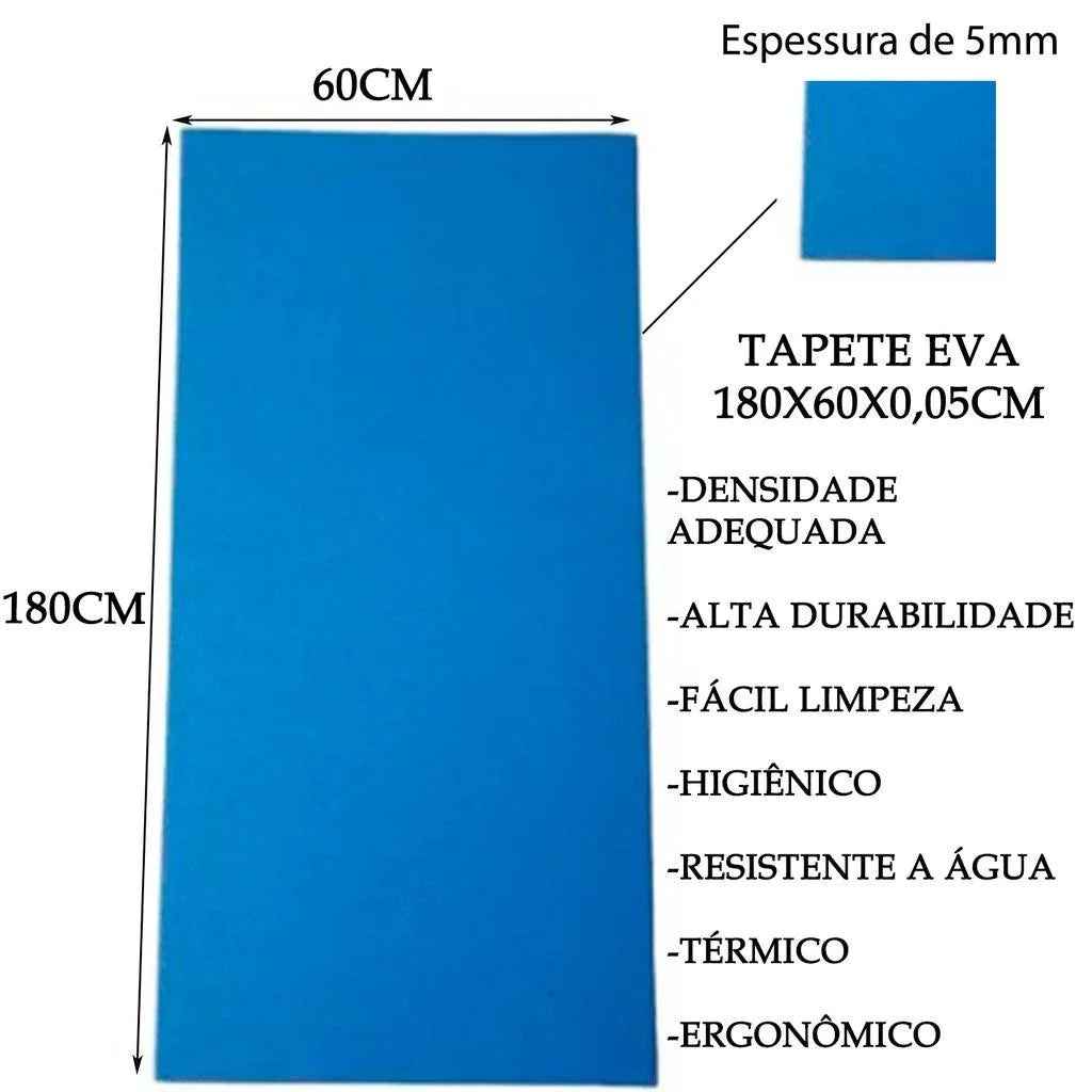 Tapete Para Pilates e Yoga 180 Cm X 60 Cm X 5mm